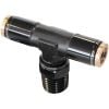 Aeroflow 1/8in NPT to 3/16in Nylon Quick Release Tee Fitting Black AF124-02BLK
