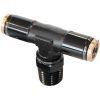 Aeroflow 1/4in NPT to 1/4in Nylon Quick Release Tee Fitting Black AF124-04BLK