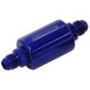 Aeroflow Billet Fuel Filter -6AN40 micron Stainless element 1.25in x 3in L Blue AF66-2052