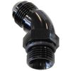 Aeroflow 45 ORB to Male AN Full Flow Adapter -8 ORB to -8AN With Jam Nut Black AF902-08BLK