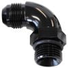 Aeroflow 90 ORB to Male AN Full Flow Adapter -8 ORB to -8AN With Jam Nut Black AF903-08BLK