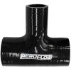 Aeroflow Silicon Tee Piece Hose 2-1/2in 63mm ID x 1in 25mm Side Leg Gloss black 4in 100mm AF9244-250-100