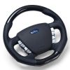 Retro Autotek Steering Wheel fits Ford/FPV FG Falcon Black Leather Black Stitching Carbon Fibre Flat Bottom