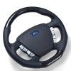 Retro Autotek Steering Wheel fits Ford/FPV FG Falcon Black Leather Red Stitching Carbon Fibre Flat Bottom