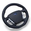 Retro Autotek Steering Wheel fits Ford/FPV FG Falcon Black Leather Red Stitching Flat Bottom