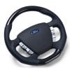 Retro Autotek Steering Wheel fits Ford/FPV FG Falcon Black Leather White Stitching Carbon Fibre Flat Bottom