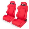 NRG Reclinable Sport Bucket Seat PAIR Red Cloth w/Red Stitch RSC-210LR