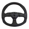 NRG Reinforced Flat Bottom Steering Wheel Black Spoke/Black Leather/Black Stitch RST-009R