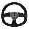 NRG Reinforced Flat Bottom Steering Wheel Black Spoke/Black Suede/Black Stitch RST-009S