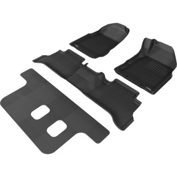 TruFit 3D Kagu 3-Row Black Rubber Floor Mats with Drivers Anchor Points fits Holden Colorado 7 Wagon 2012 - 2015