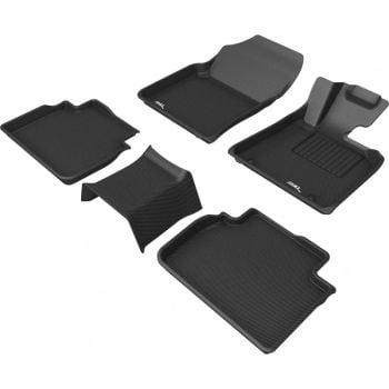TruFit 3D Kagu Full Set Black Rubber Floor Mats with Drivers Anchor Points fits Toyota Camry 2017 - On
