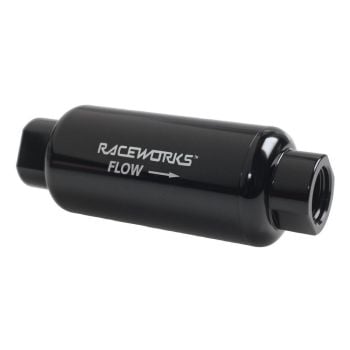 Raceworks AN-10 Billet Fuel Filter 100 Micron OD 50mm Length 140mm ALY-077-100BK