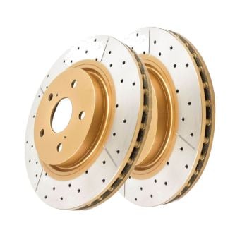 DBA DBA2744X X-Gold Cross Drilled Slotted Brake Disc Rotor Pair