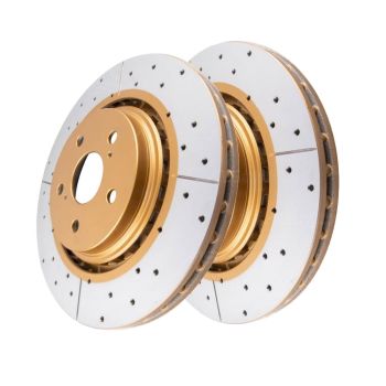 DBA DBA3450X Street Gold Cross-Drilled Slotted Brake Disc Rotor Pair