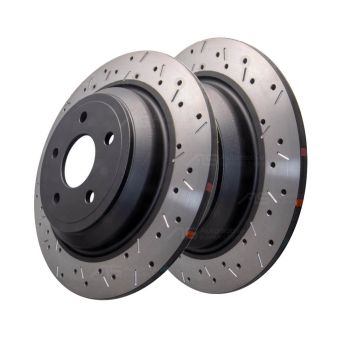 DBA42969BLKXS Brake Disc Rotor Pair Cross Drilled & Slotted 4000 DBA