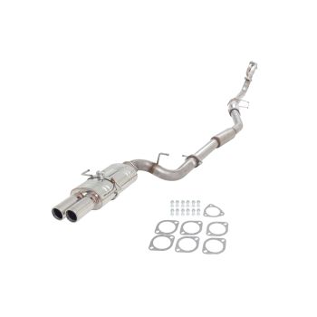 XForce 409 Stainless Steel Turbo Back System Metallic 100 Cell Cat With Twin Tip Muffler Stainless Steel 3 Inch
