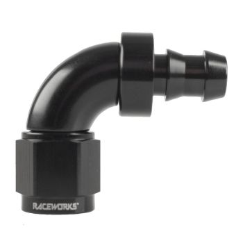 Raceworks Push Lock Hose End AN-6 90deg RWF-403-06BK
