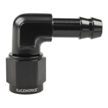 Raceworks Female AN-6 to 3/8in Barb 90deg RWF-413-06BK