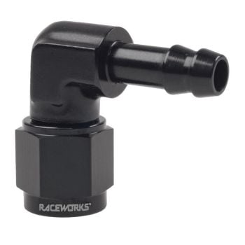 Raceworks Female AN-8 to 3/8in Barb 90deg RWF-413-08-06BK