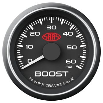 SAAS SG-TBD52B2 Boost Gauge Diesel 0-60 psi 52mm Black Muscle Series