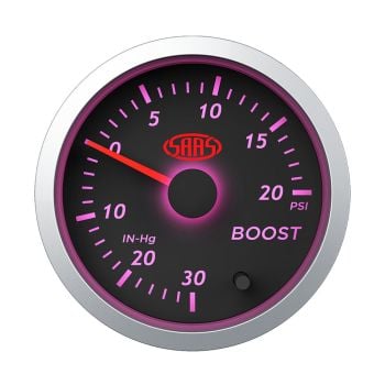 SAAS SG21210 Boost Gauge 30inHg-20 PSI 52mm Black Street Series
