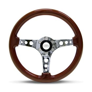 SAAS SW506CW Steering Wheel Wood 14" Logano Chrome Spoke