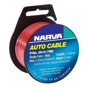 Narva 5813-7RD 10A 3MM Red Single Core Cable (7M)