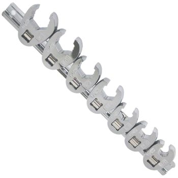 SP Tools Flare Nut Crowfoot Wrench Rail Set 3/8" Drive SAE 7pc SP20594