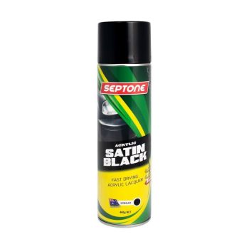 Septone Acrylic Paint Aerosol Satin Black 400g AASAB400