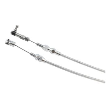 Aeroflow Heavy Duty Universal Throttle Cable Silver Cover with Chrome Cable Ends 24" (61cm) Long AF42-1200C