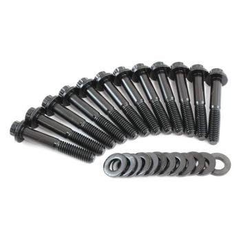 Aeroflow Intake Bolts fits Small Block Ford Windsor Black Finish 12-Point Head 12pk AF37-1210
