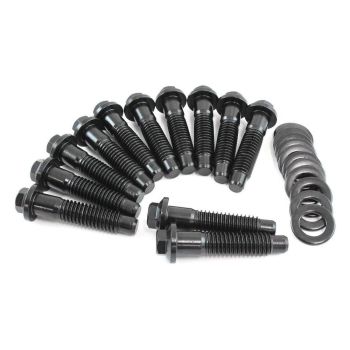 Aeroflow Intake Bolts fits Small Block & Big Block Chrysler Black Finish 12-Point Head 12pk AF37-1215