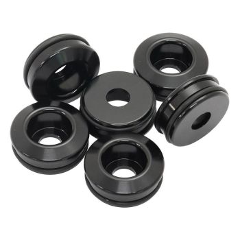 Aeroflow Nissan RB25 Fuel Injector Insert Adapters Black fits Nissan RB25 with Aftermarket Fuel Rails Sold As A 6 Pack AF59-2210