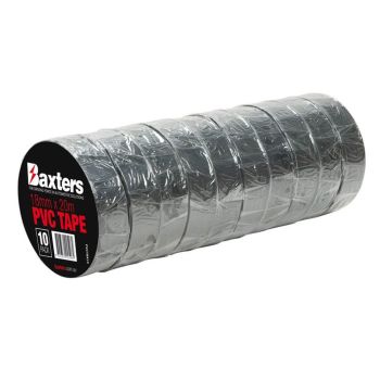 Baxters PVCTBK10 PVC Tape Black 18mm x 20M 10 Pack