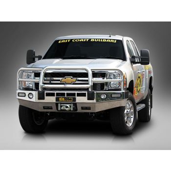 ECB Black Ripple Winch Bullbar with Bumper Lights fits Chevrolet Silverado 2500HD 4X4 2011-08/14 BC55SYB