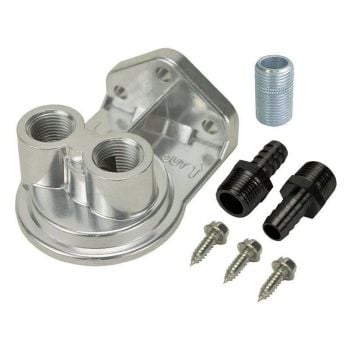 Derale Oil Filter Mount Kit with Top Entry Ports 3/4"-16 Filter Thread. 1/2" NPT Ports DP15708