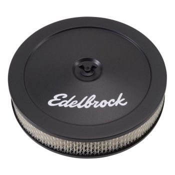 Edelbrock Signature Series Air Cleaner 10" X 2" round Air Cleaner with Black powder coat Finish 3-1/2" tall ED1203