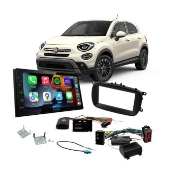 Fiat 500X 2014-On with SWC Only Apple CarPlay Android Auto Head Unit Upgrade Kit