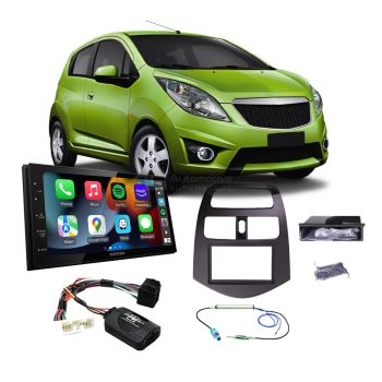 Holden Barina Spark 2010-On MJ Grey Dash Apple CarPlay Android Auto Head Unit Upgrade Kit