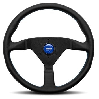 MOMO Steering Wheel Montecarlo Black Leather Blue Stitching 350mm
