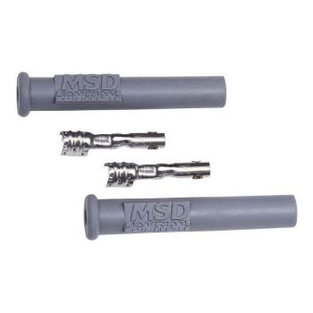 MSD Replacement Boots and Terminals Silicone Grey Straight Spark Plug Boots Multi-Angle Terminals 2 per Card MSD3301