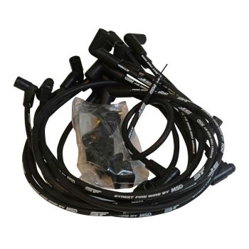 MSD Street Fire Ignition Lead Set 8mm Black 90 Plug Boots HEI Distributor Cap Small Block Chevy MSD5554