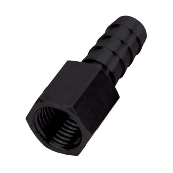 Derale Performance Straight Hose Fitting 1/4 NPT Female Thread x 3/8 Barb Hose Tail End 98104