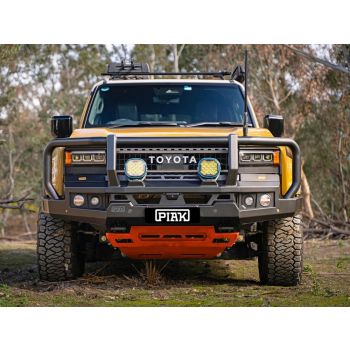PIAK Genesis Loop Bull Bar Black Recovery Points & Orange Bash Plate fits Toyota Prado 250 8/2024 on PKGLTYP25BZ