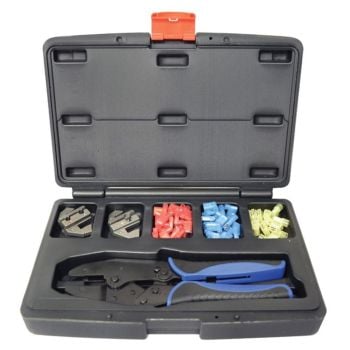 PlusQuip EQP-065 Flag Terminal Crimping Tool Kit Red Blue & Yellow Terminals x 50pcs