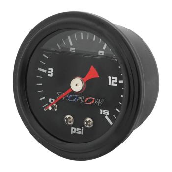 Proflow Fuel Pressure Gauge 0-15PSI Black Body/Black Face Liquid Filled 40mm PFEFG-015LFBK-2