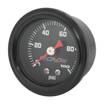 Proflow Fuel Pressure Gauge 0-100PSI Black Body/Black Face 40mm PFEFG-100BK-2
