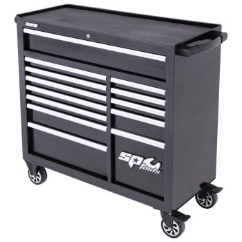 SP Tools SP40625 Sumo Series Power Hutch Roller Cabinet 13-Drawer Black/Chrome