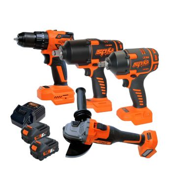 SP Tools Cordless 18V Impact/Drill/Grinder Kit 4pc SP83195