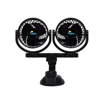 Explore YFD512 Car Fan Twin Head 5In W/Suction Base